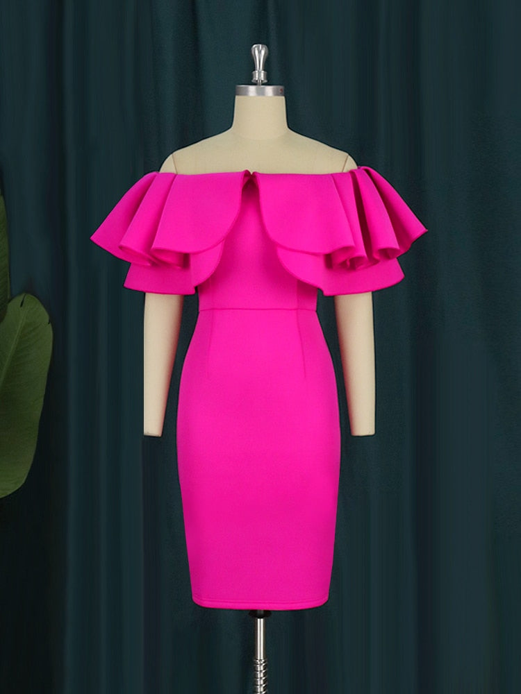 Venisse Ruffle Off Shoulder Bodycon Dress