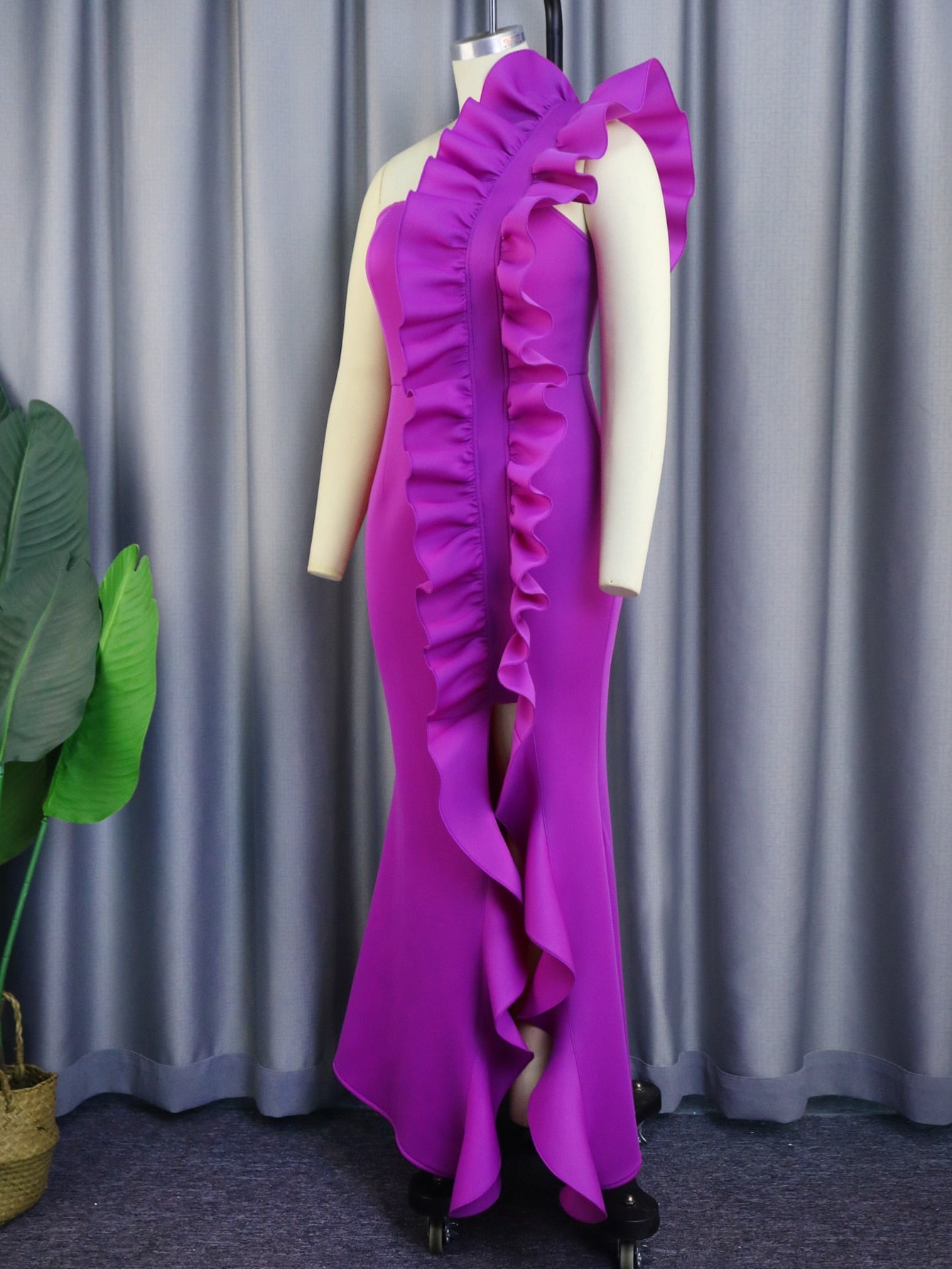 Mona Backless Purple Ruffle Dress