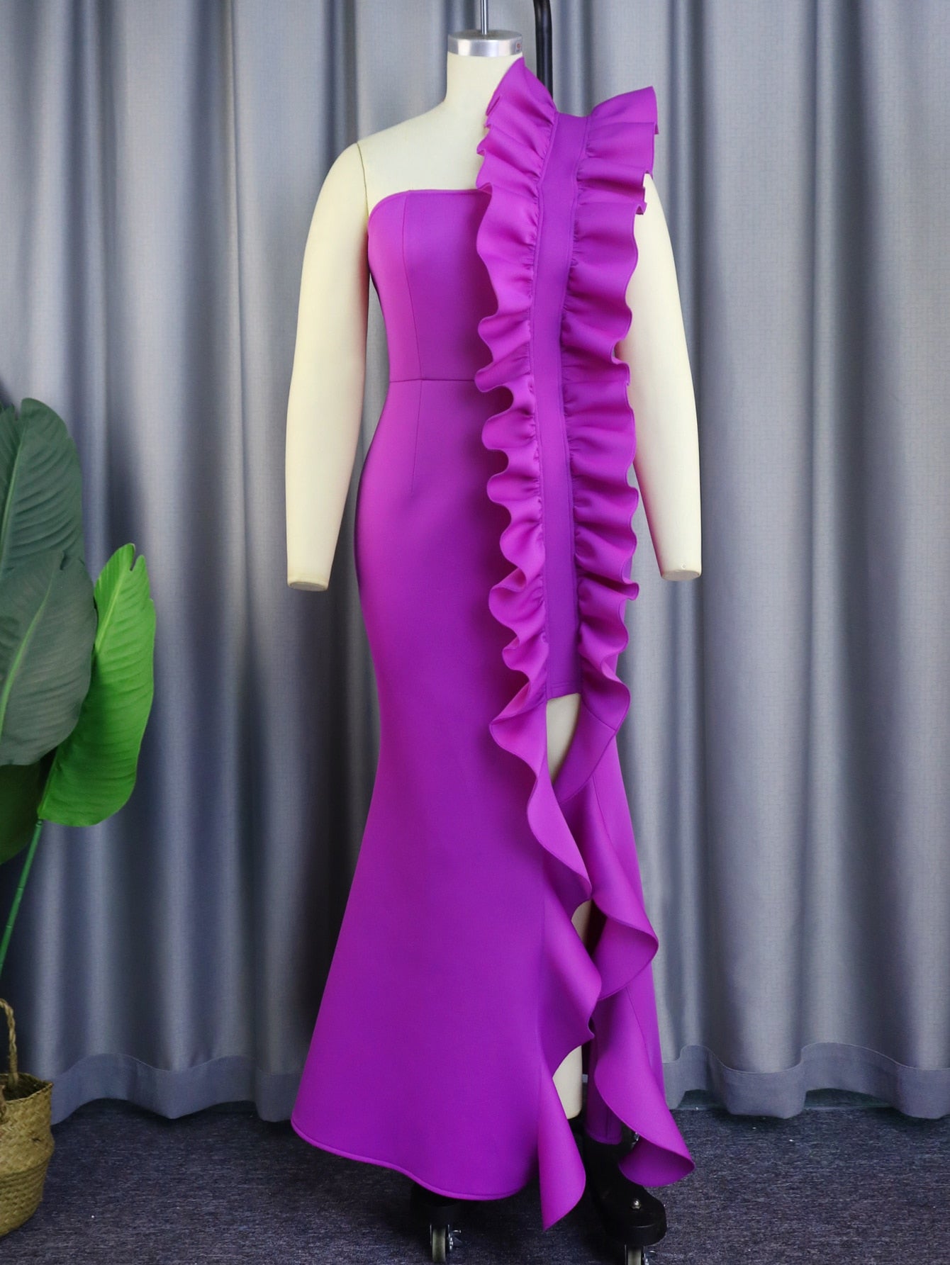Mona Backless Purple Ruffle Dress