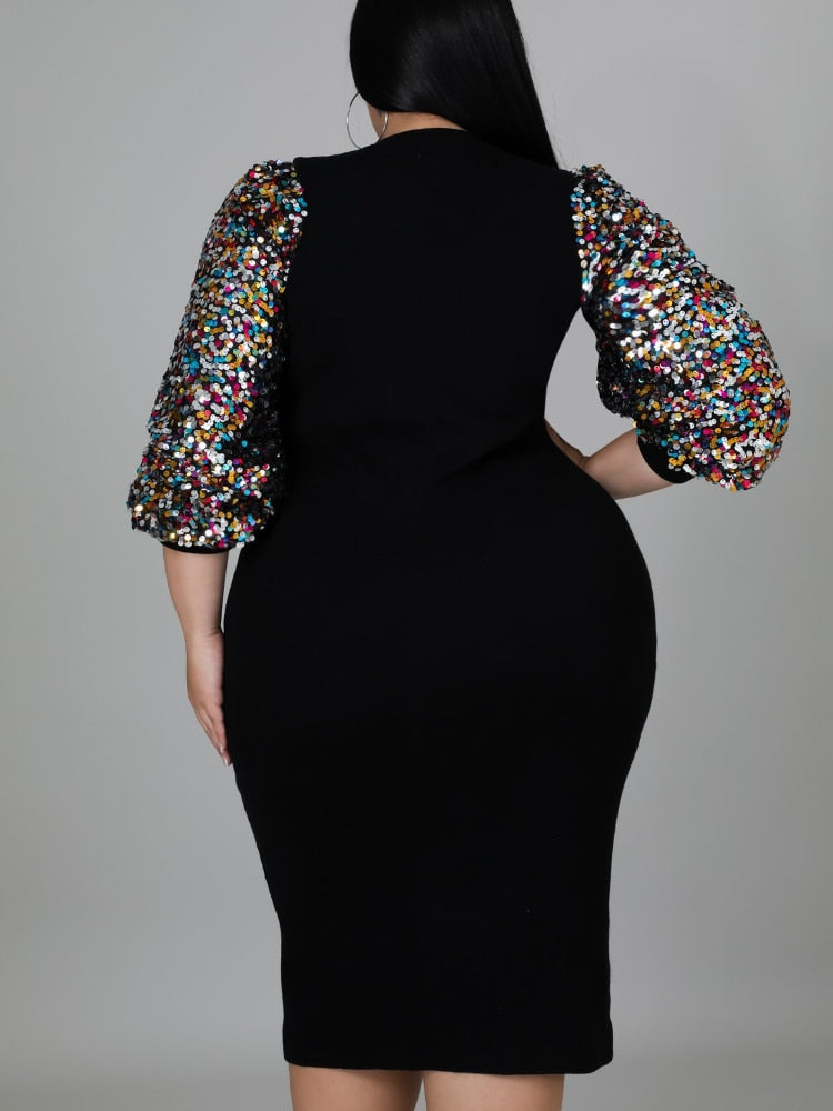 Sabrina Sequin Sleeve Dress