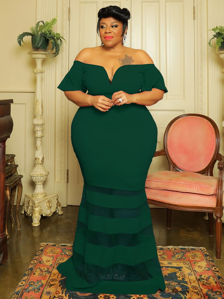Arleen Mesh Tail Dress - Green / XL