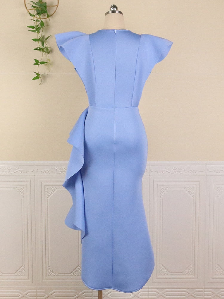Varsity Ruffle Slit Dress