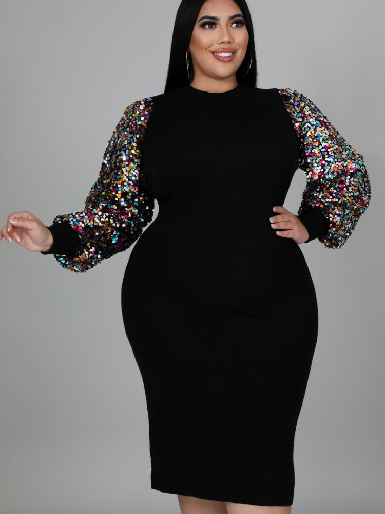 Sabrina Sequin Sleeve Dress