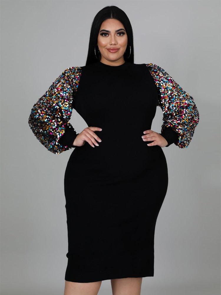 Sabrina Sequin Sleeve Dress