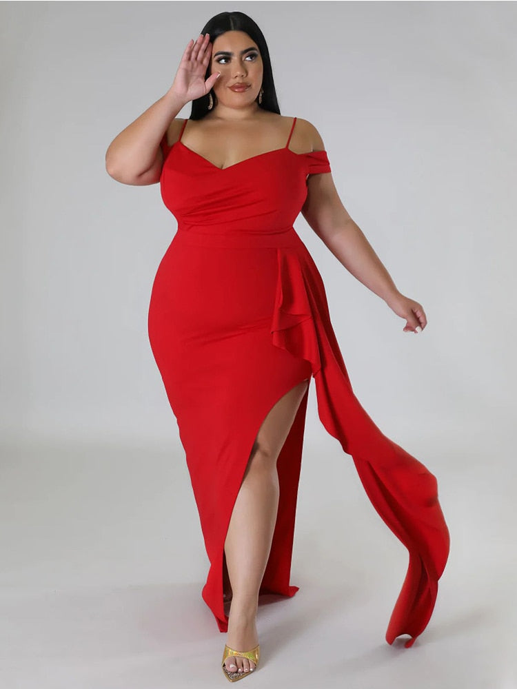 Cassidy Ruffle Slit Dress