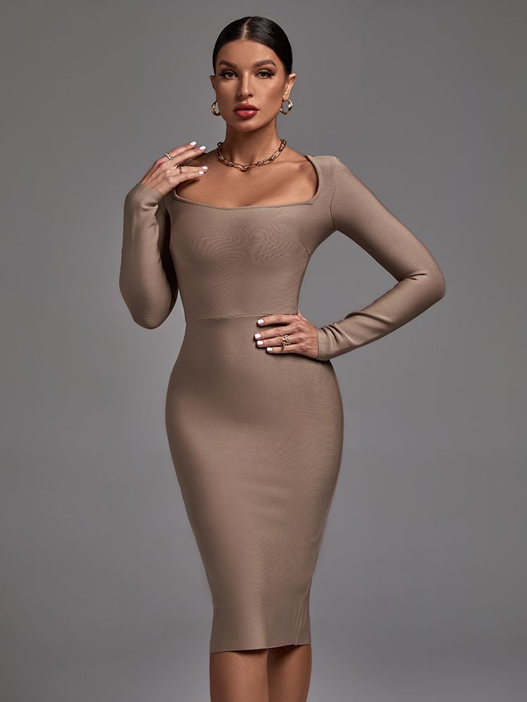 Camila Khaki Bandage Dress