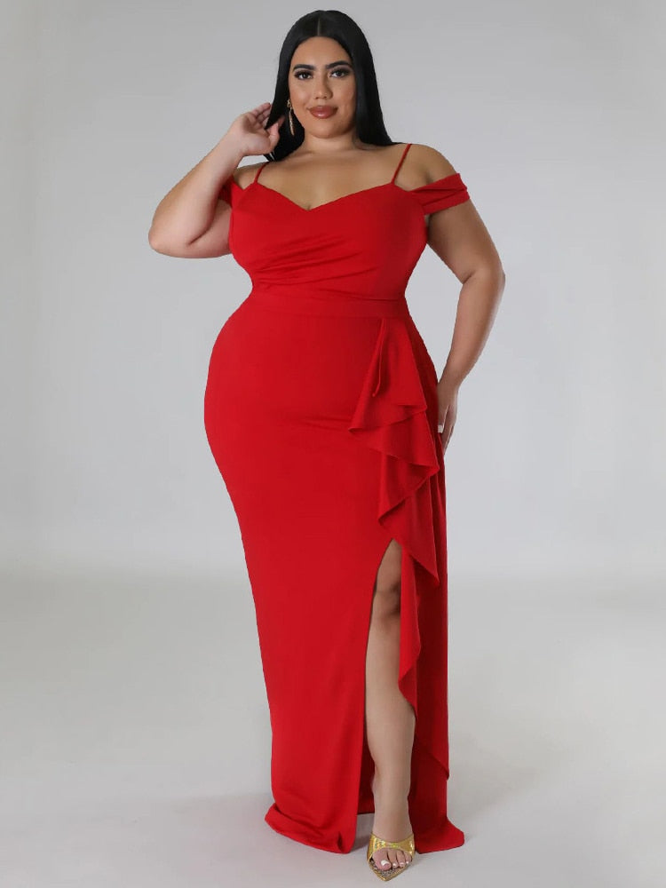 Cassidy Ruffle Slit Dress