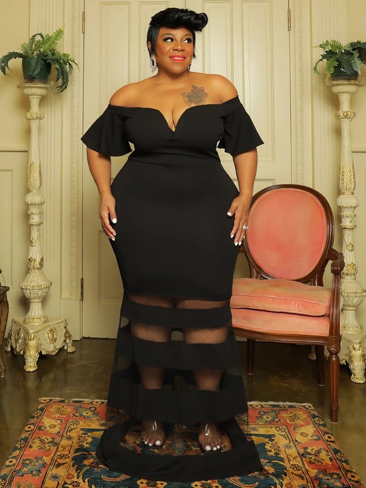 Arleen Mesh Tail Dress - Black / XL