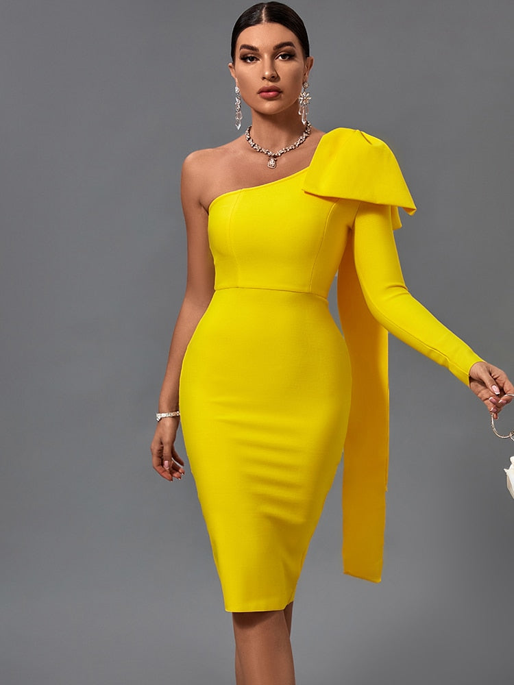 Mona Bow Sleeve Bandage Dress