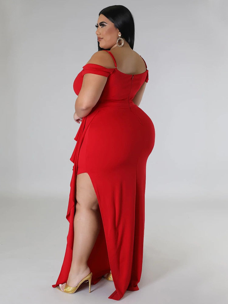 Cassidy Ruffle Slit Dress