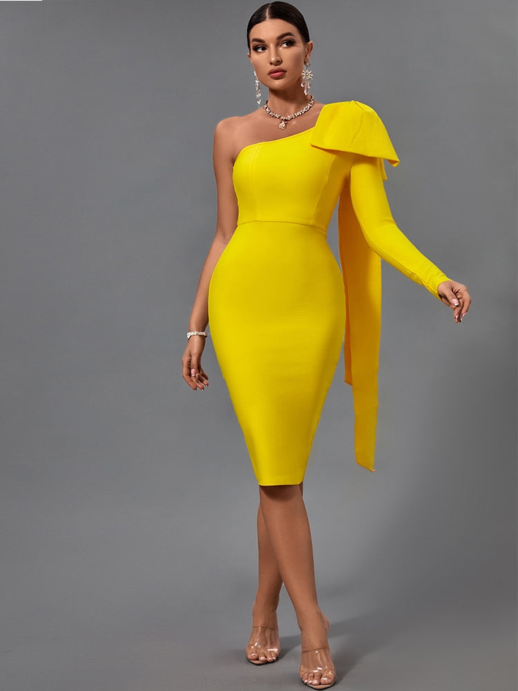 Mona Bow Sleeve Bandage Dress