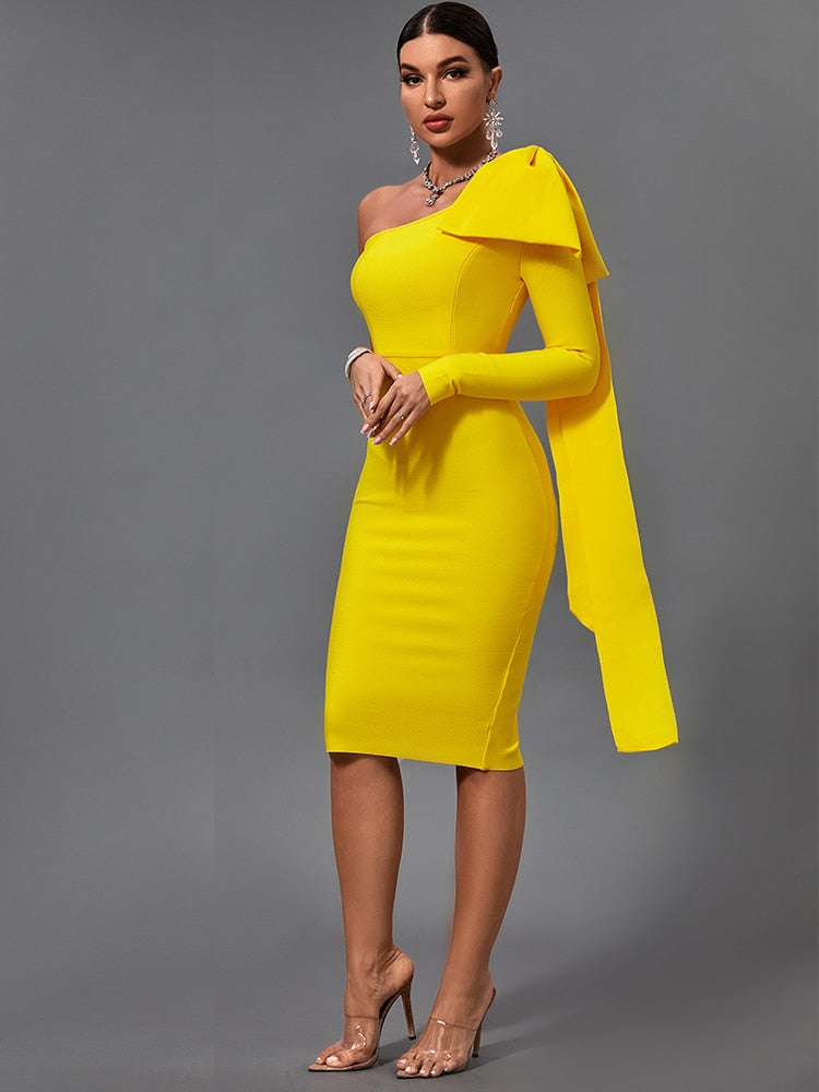 Mona Bow Sleeve Bandage Dress