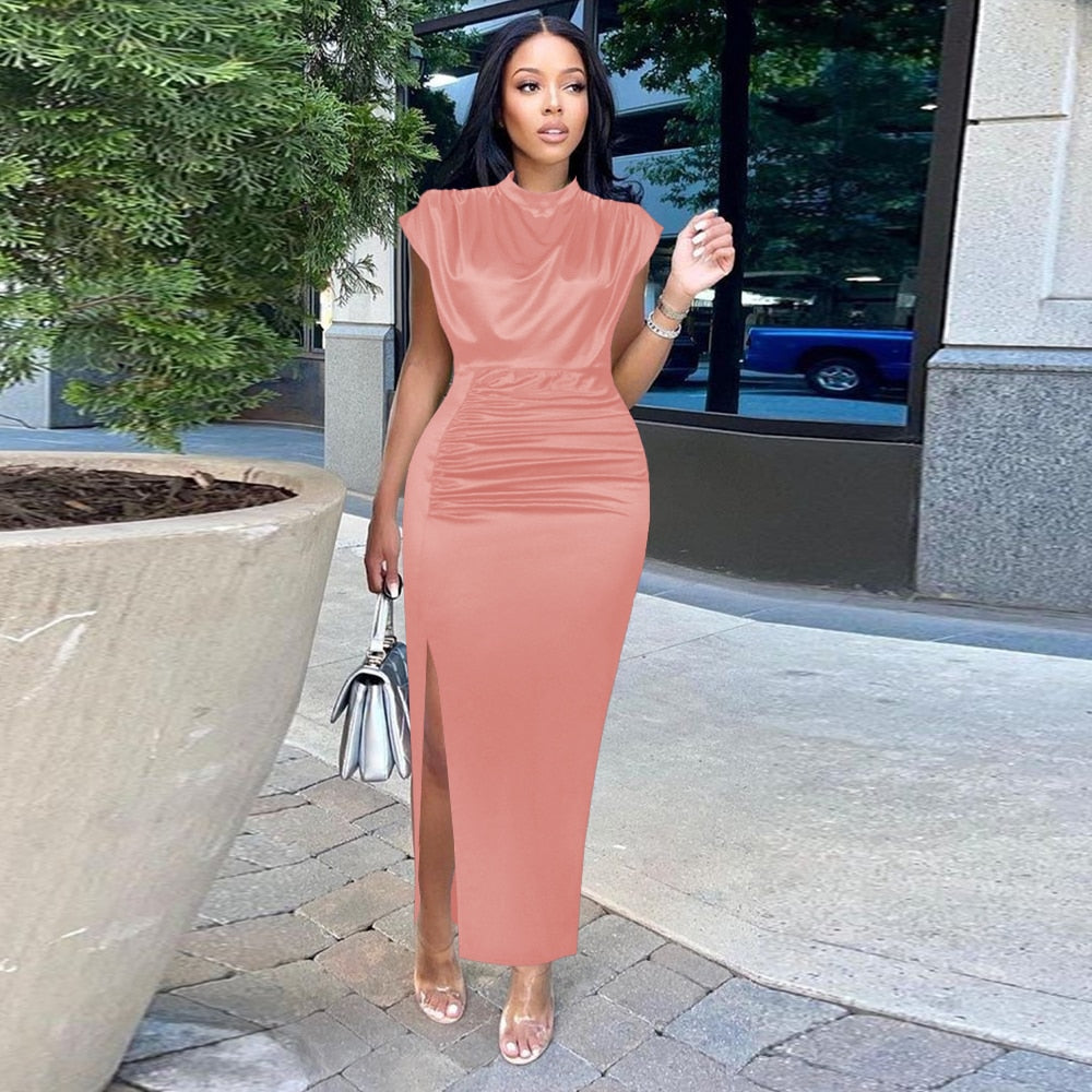 Madame Sonia Slit Dress - Pink / S - Dresses Dresses