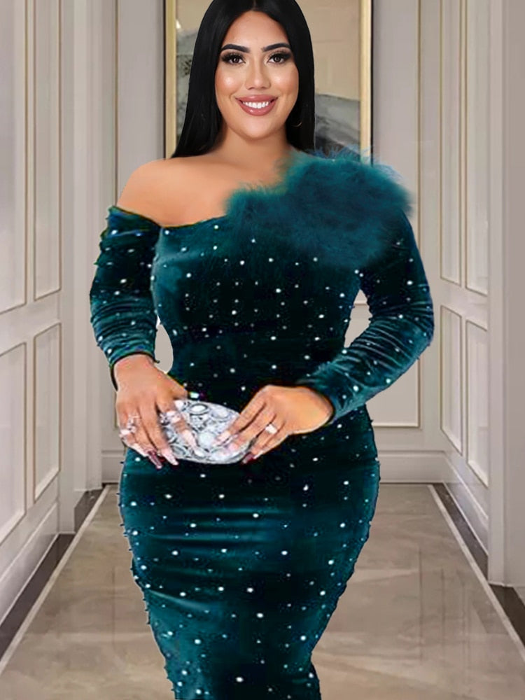 Joelle Velvet Gown - Green / L