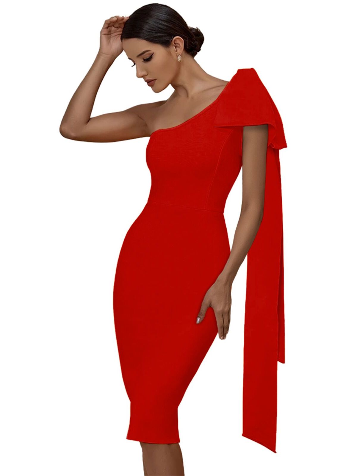Monisha Bow Sleeve Bandage Dress - Dresses