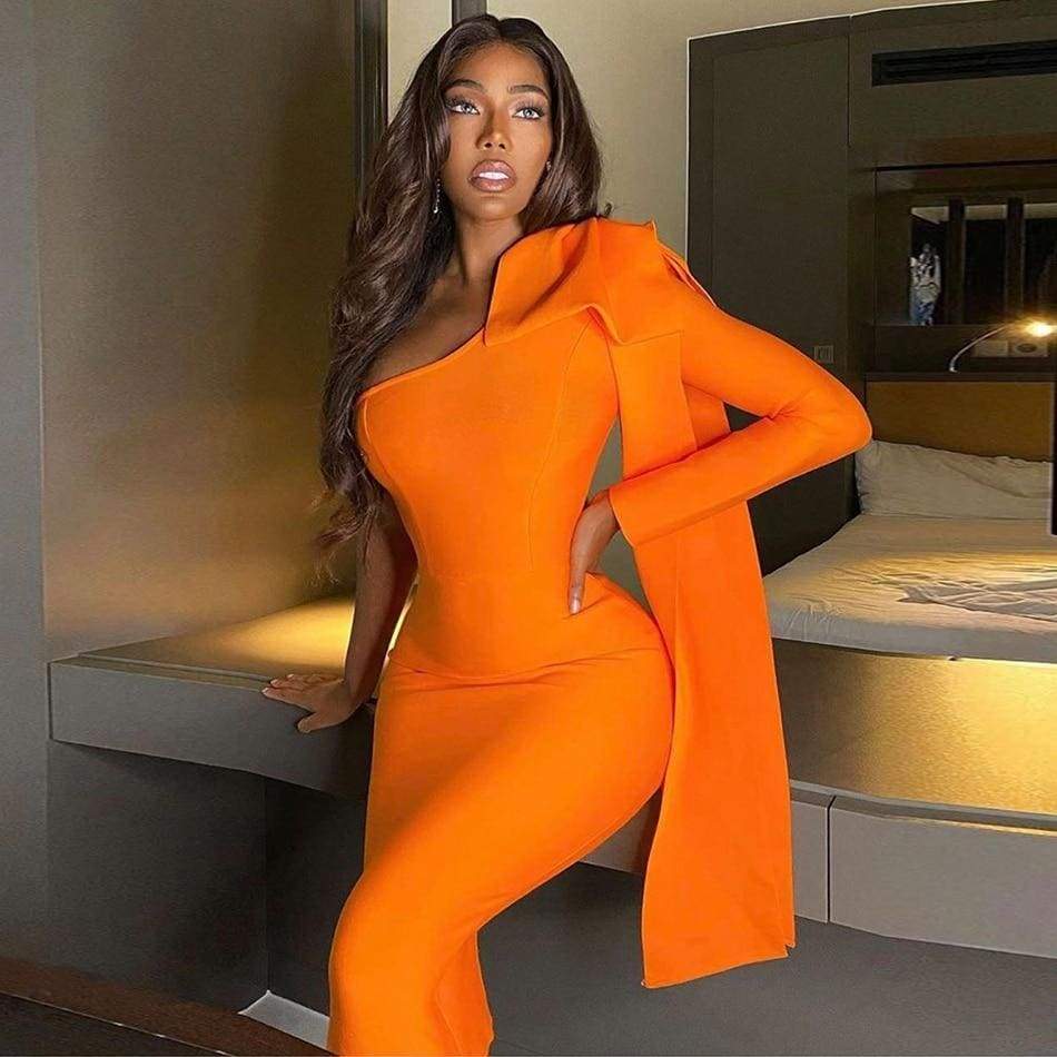One Shoulder Bow Bandage Dress - dresses