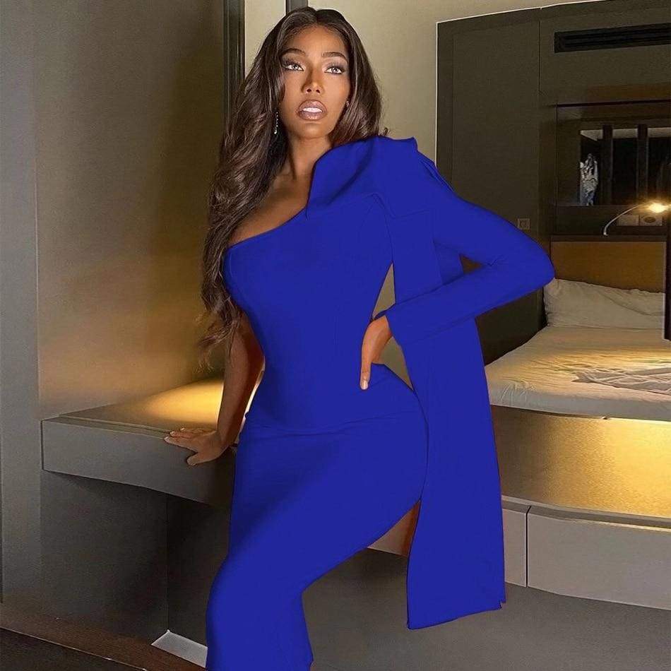 One Shoulder Bow Bandage Dress - dresses