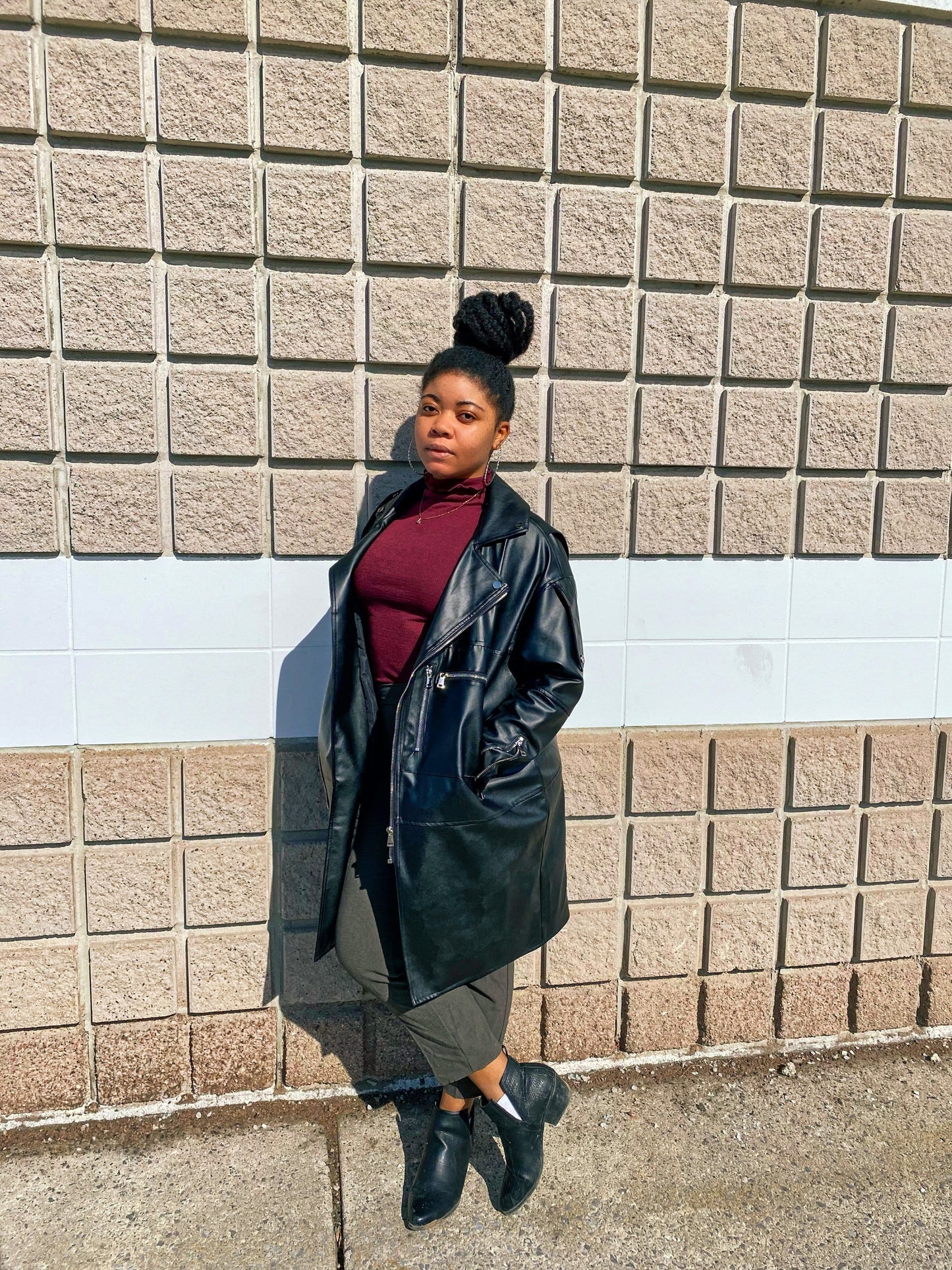 Digging It Oversized Leather Jacket - coats