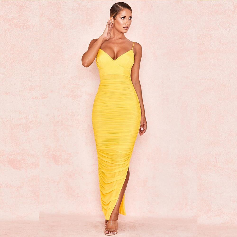 Citron Ruched Mesh Dress - dresses