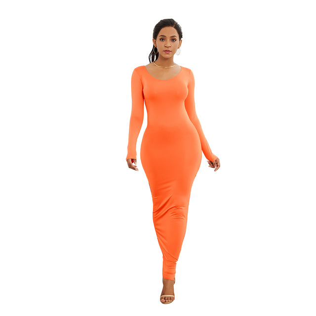 Molly Long Sleeve Dress - orange red dress / XL - dresses