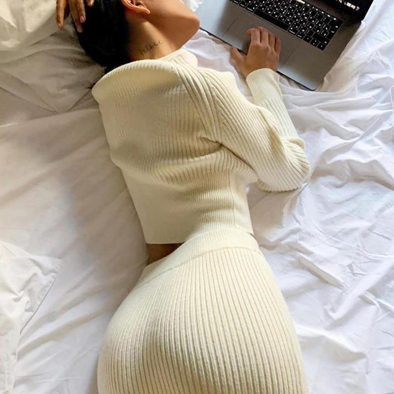 Slim Shaping Knitted Two Piece Set - two piece Outfit Sets