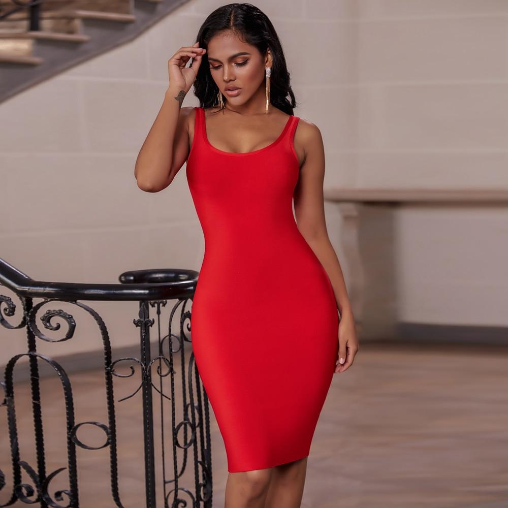 Basic Square Neck Bandage Dress - dresses