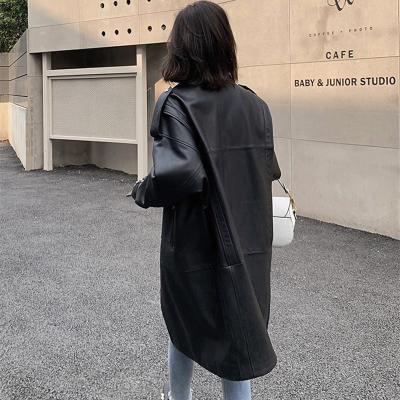 Digging It Oversized Leather Jacket - coats