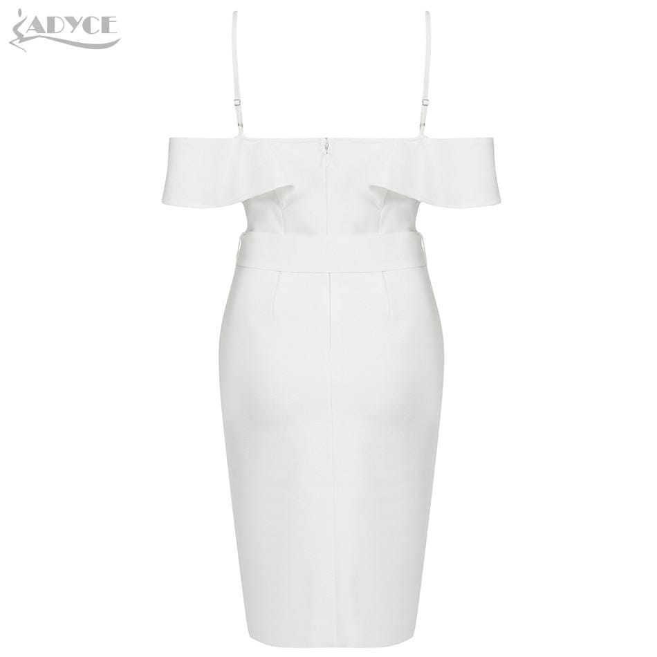 White Princess Lace Midi Bandage Dress - dresses