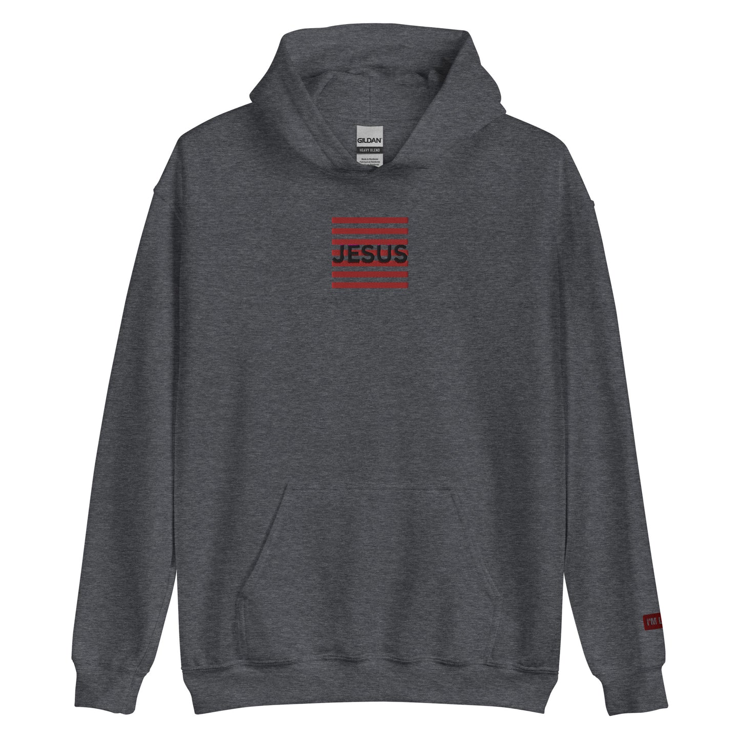 Jesus Embroidery Unisex Hoodie - Dark Heather / S