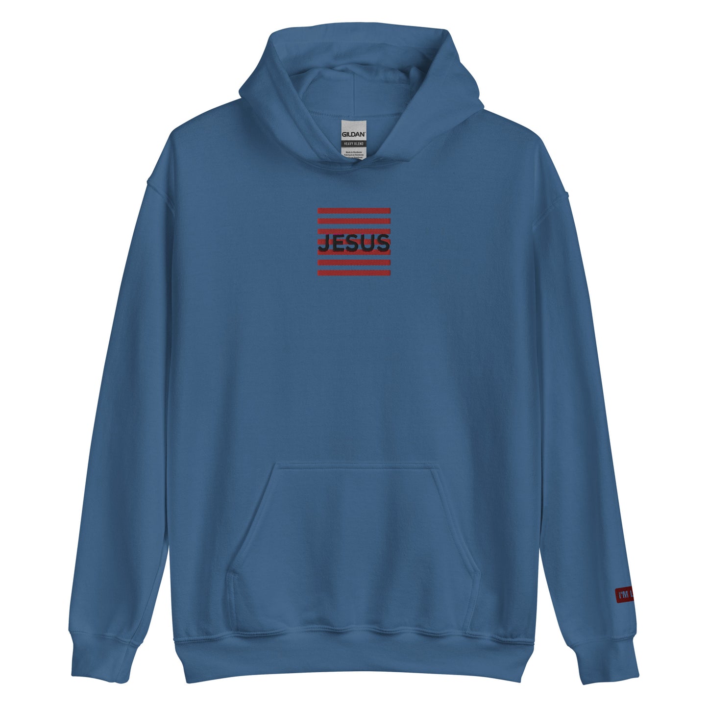Jesus Embroidery Unisex Hoodie - Indigo Blue / S