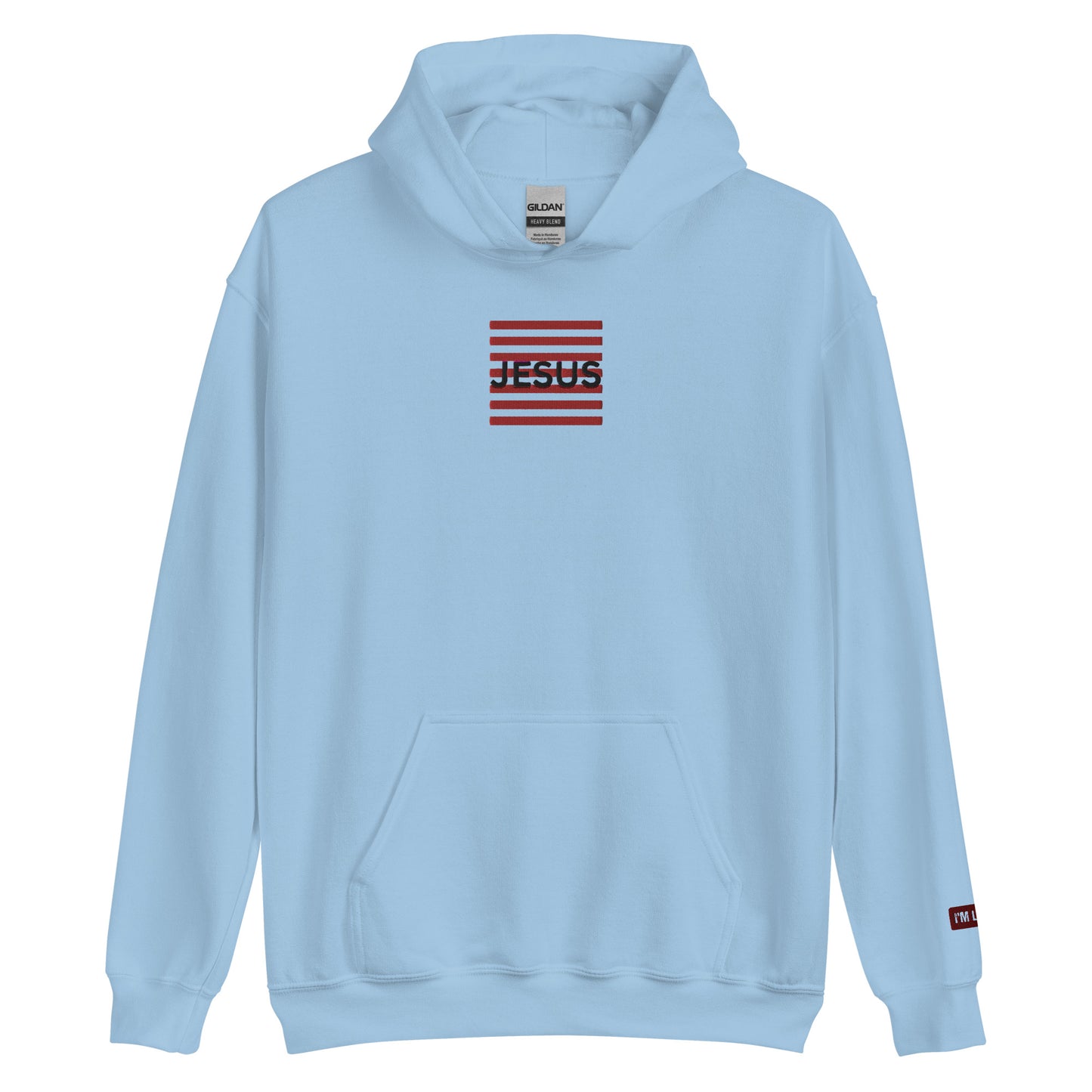 Jesus Embroidery Unisex Hoodie - Light Blue / S