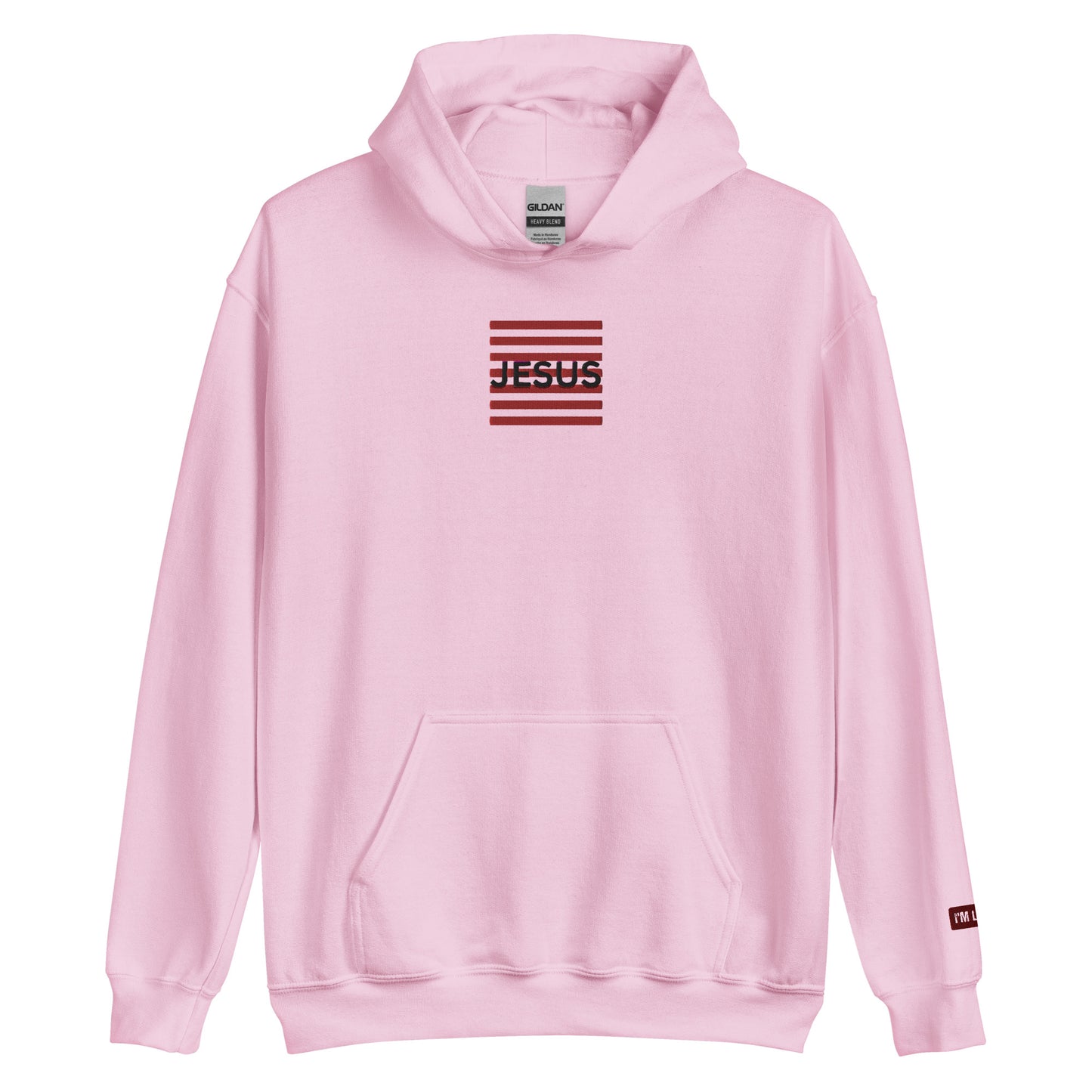 Jesus Embroidery Unisex Hoodie - Light Pink / S