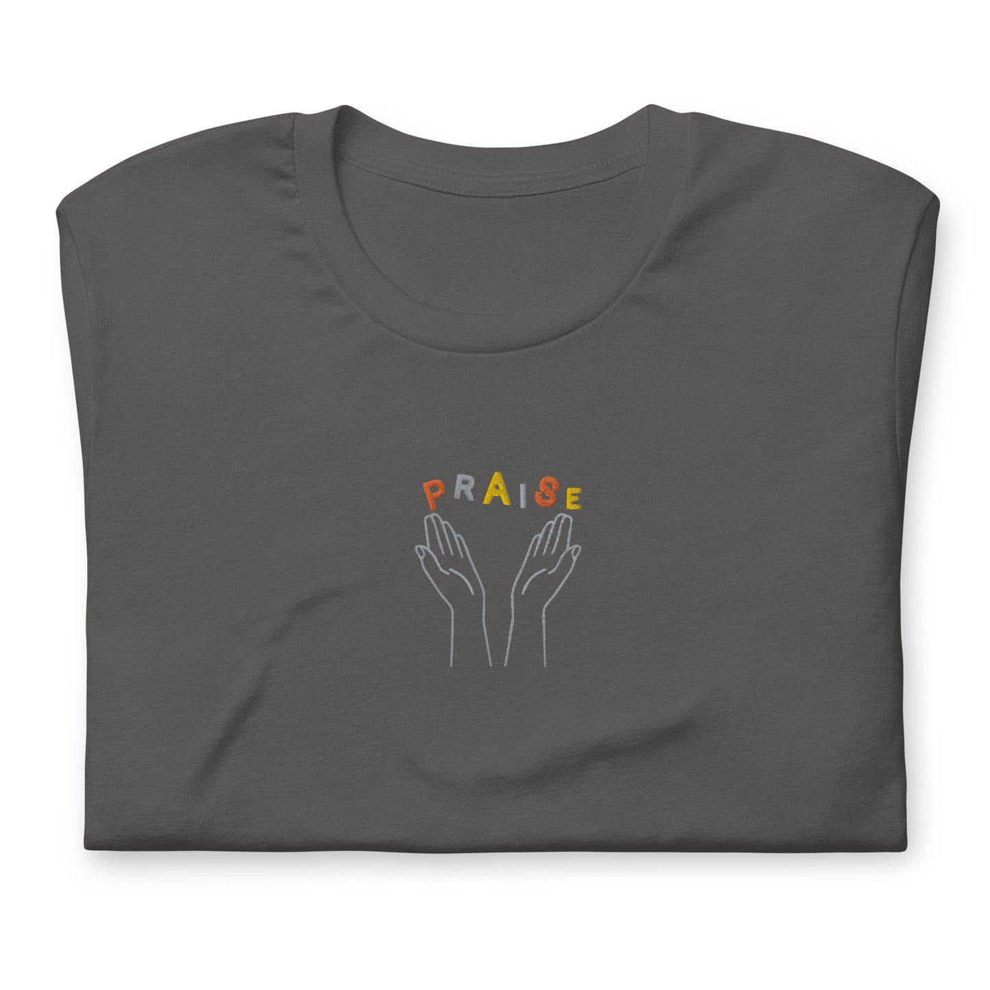 Praise Hands Embroidered T-shirt (center) - Shirts & Tops