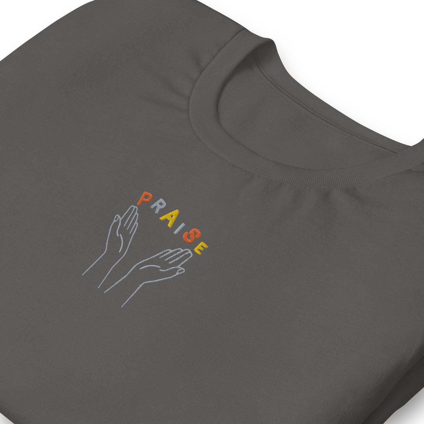 Praise Hands Embroidered T-shirt (center) - Shirts & Tops