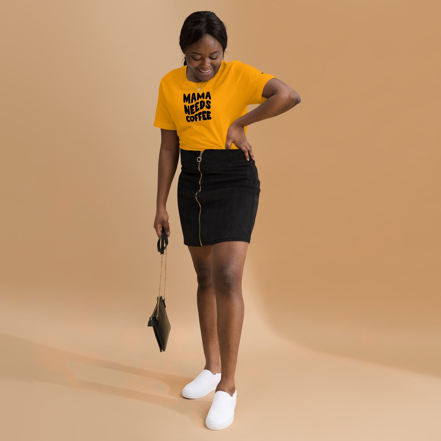Mama Needs Coffee t-shirt - Gold / S - Shirts & Tops