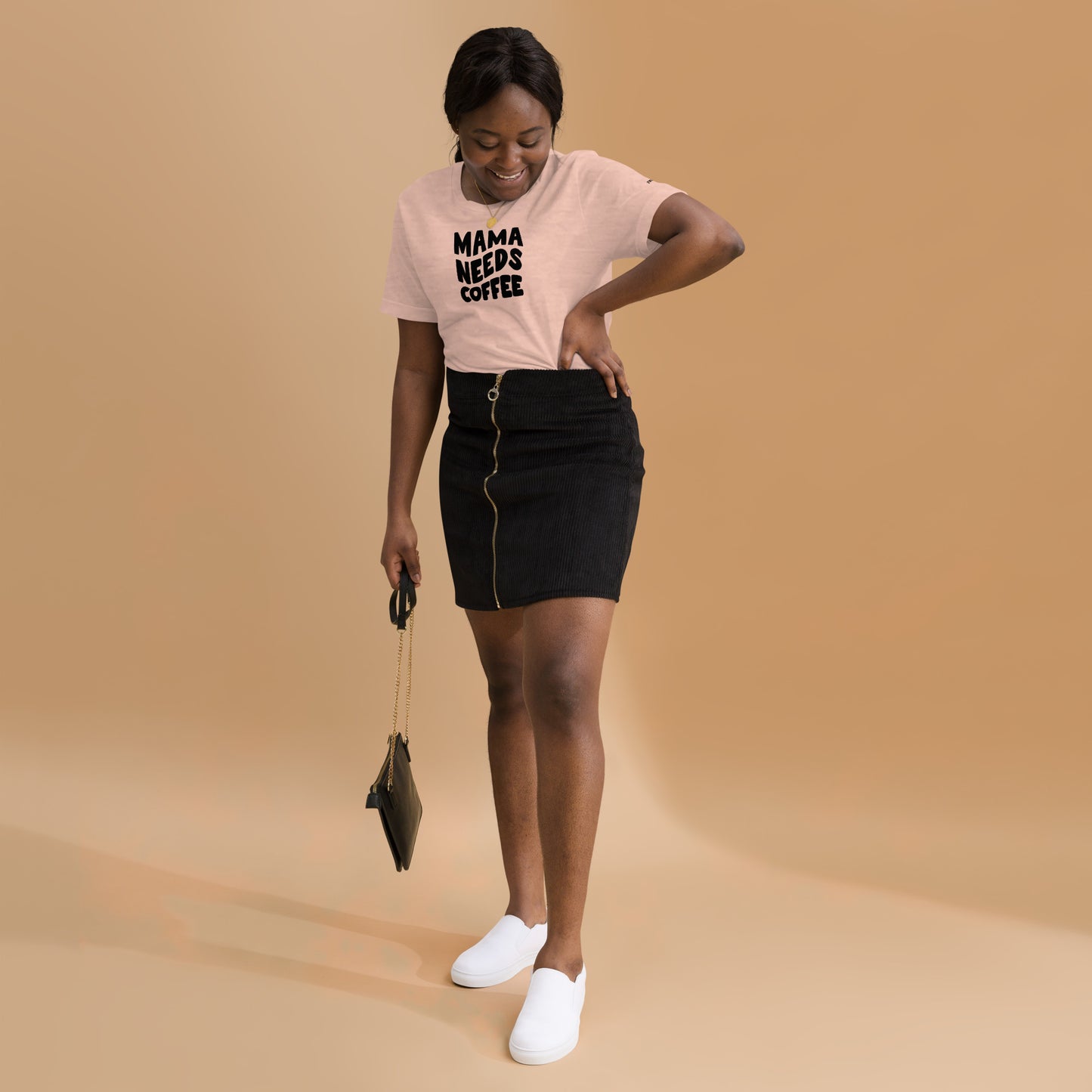 Mama Needs Coffee t-shirt - Heather Prism Peach / XS -