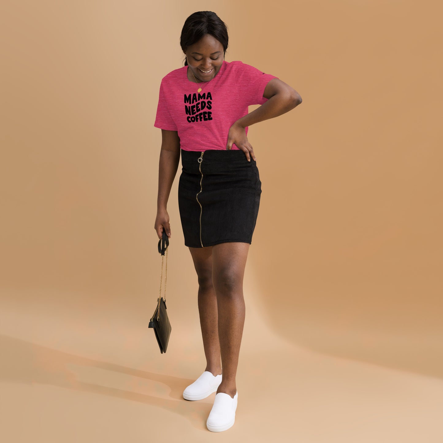 Mama Needs Coffee t-shirt - Heather Raspberry / S - Shirts &