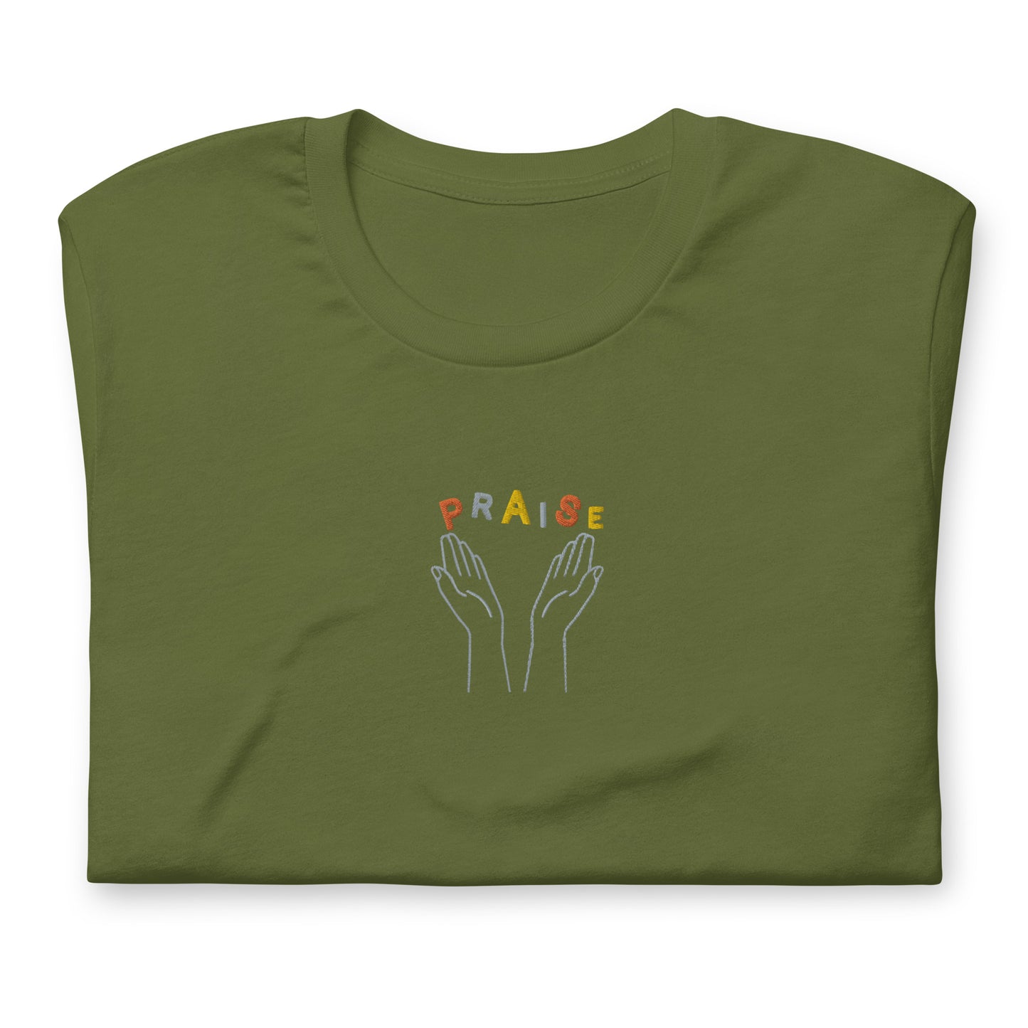 Praise Hands Embroidered T-shirt (center) - Shirts & Tops