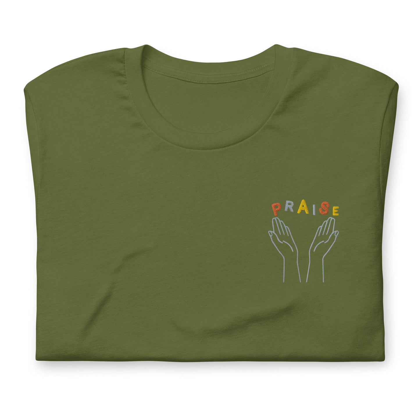 Praise Hands Embroidered T-shirt (left) - Shirts & Tops