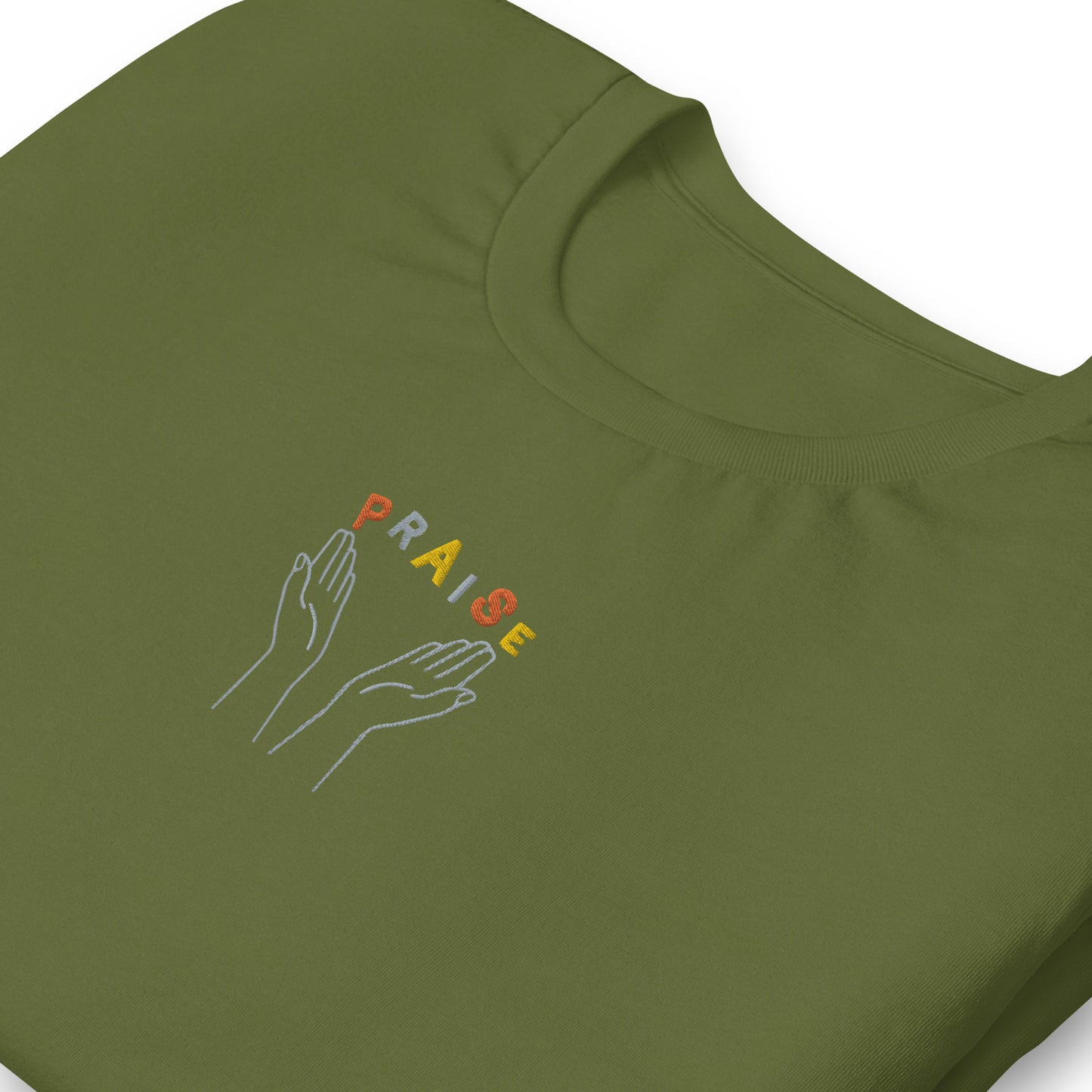 Praise Hands Embroidered T-shirt (center) - Shirts & Tops