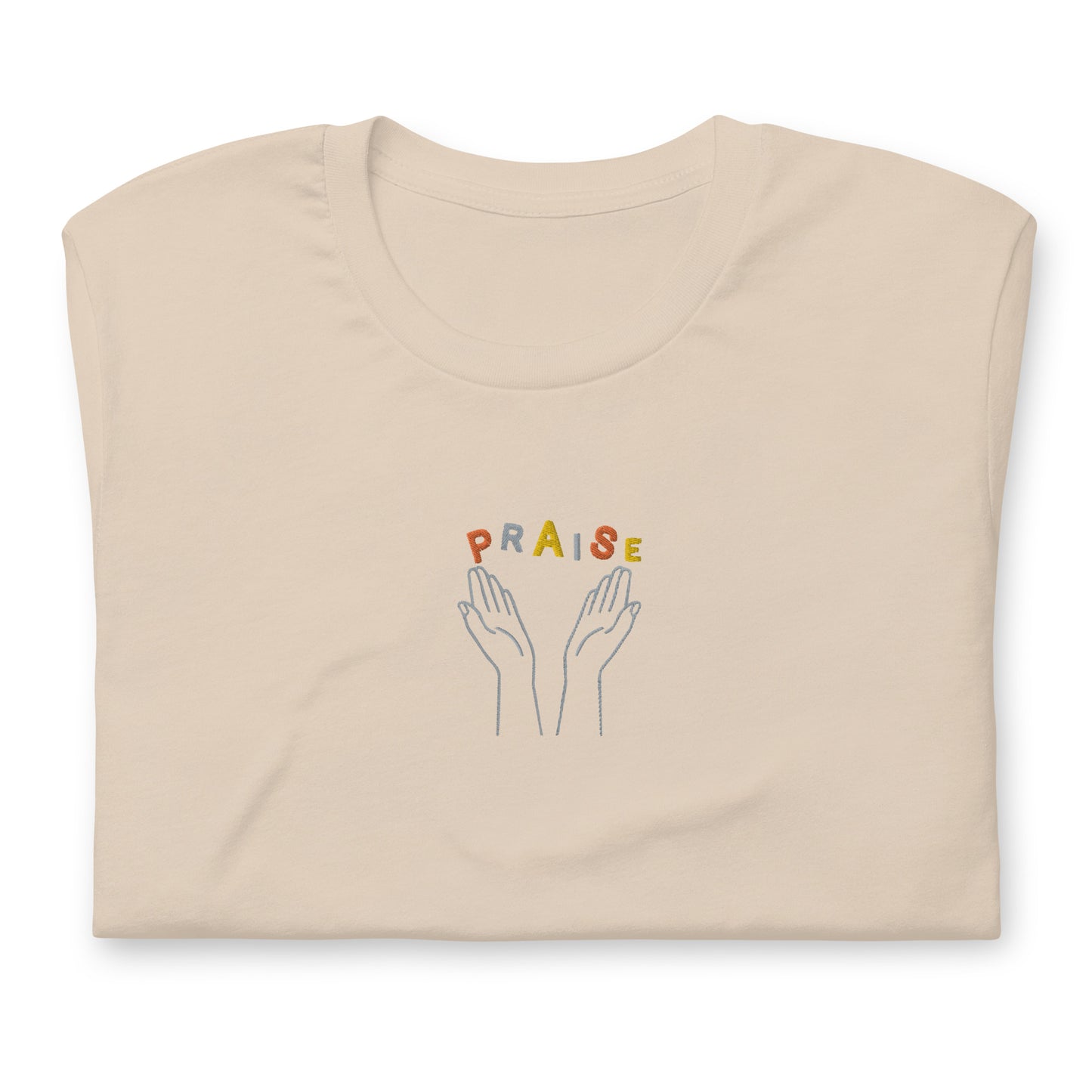 Praise Hands Embroidered T-shirt (center) - Shirts & Tops