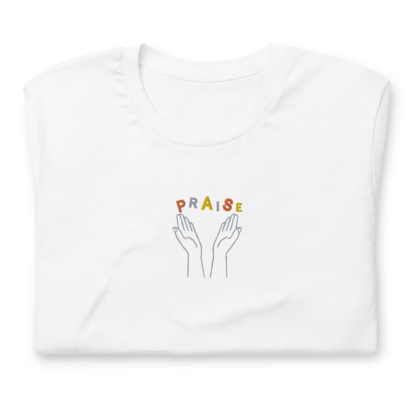 Praise Hands Embroidered T-shirt (center) - Shirts & Tops