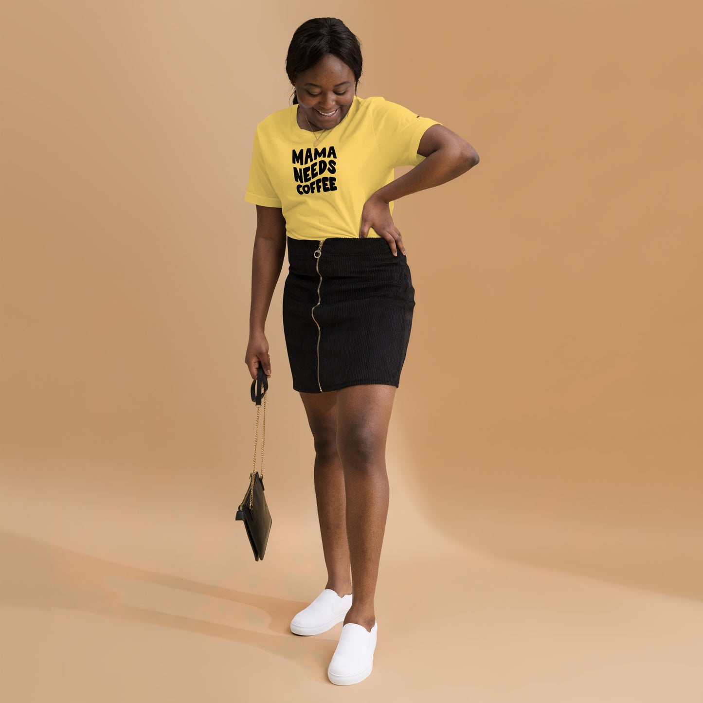 Mama Needs Coffee t-shirt - Yellow / S - Shirts & Tops