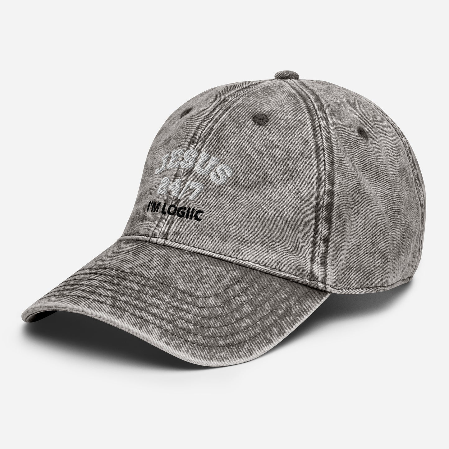 Jesus 24/7 Embroidery Vintage Cotton Twill Cap - Hats