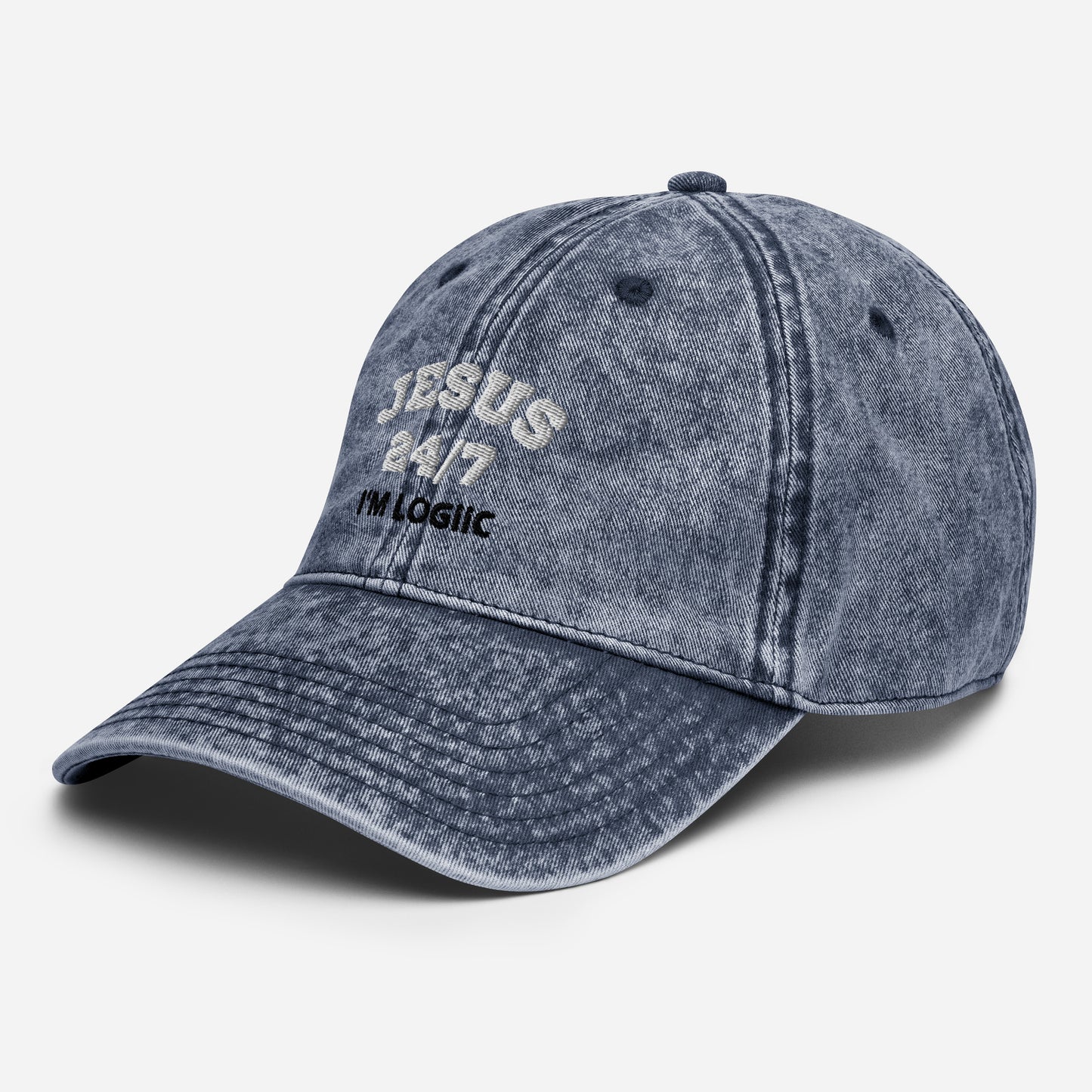 Jesus 24/7 Embroidery Vintage Cotton Twill Cap - Hats
