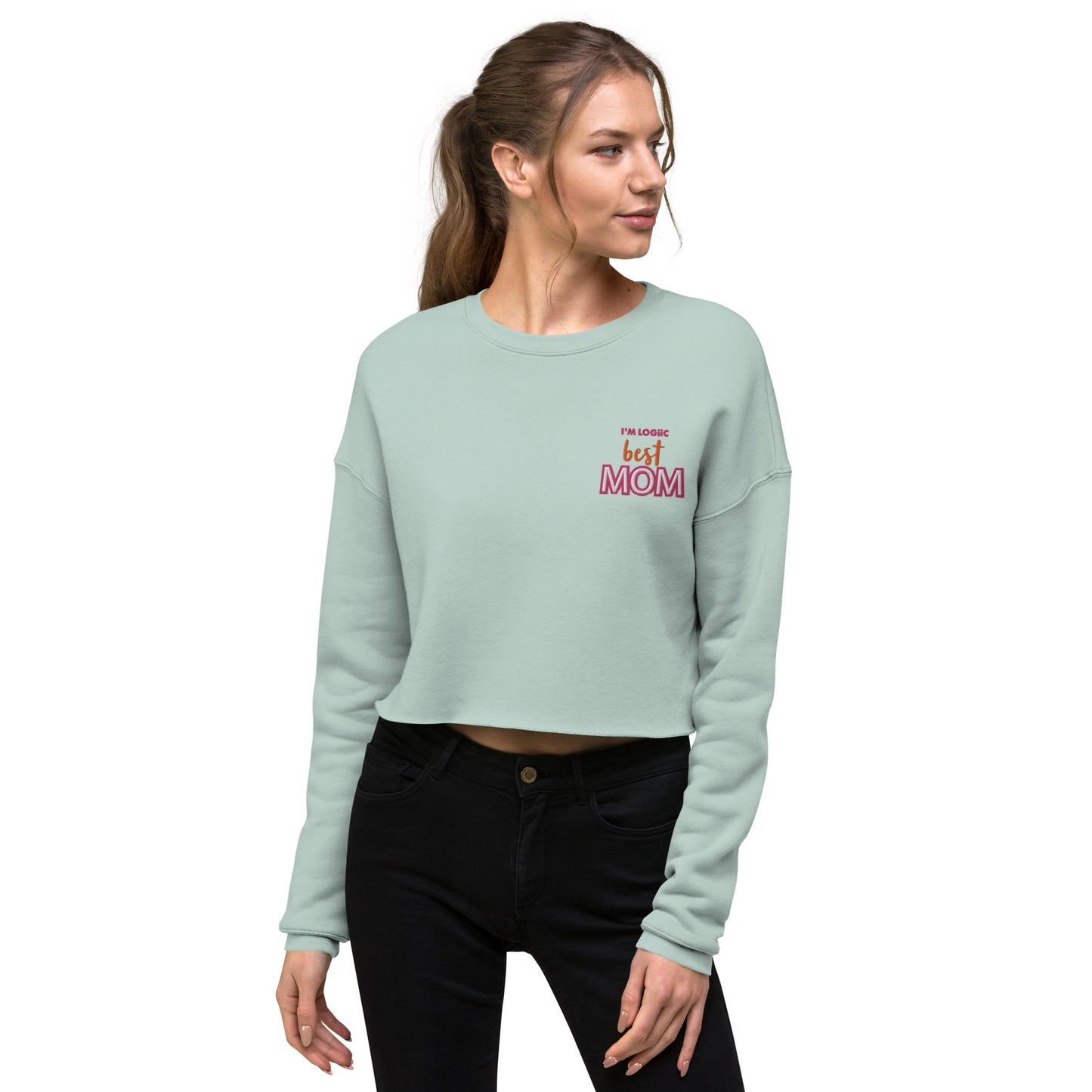 Best MOM Crop Sweatshirt - Dusty Blue / S