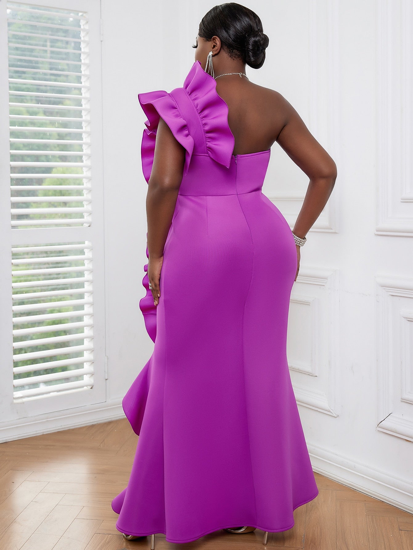 Mona Backless Purple Ruffle Dress