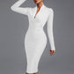 Agatha Low V Bandage dress - White / XS