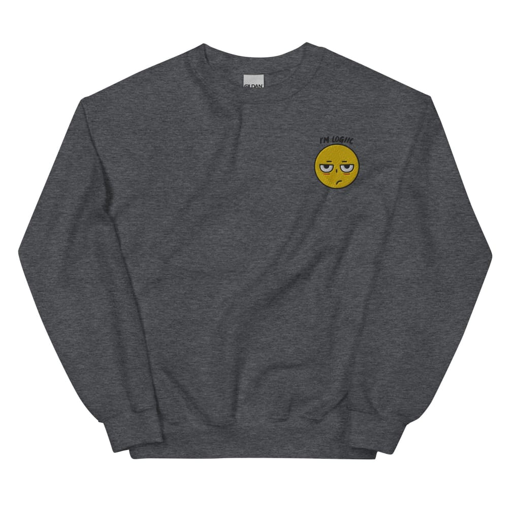 Meh Emoji Unisex Sweatshirt - Dark Heather / S - Shirts &