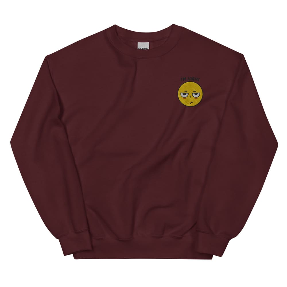 Meh Emoji Unisex Sweatshirt - Maroon / S - Shirts & Tops
